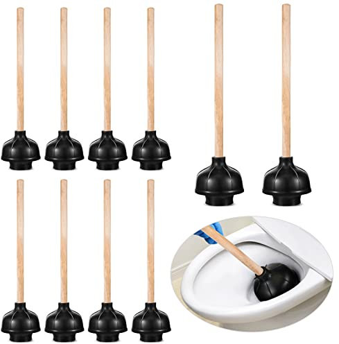 Tanlade 10 Stück robuste schwarze WC-Kolben für Badezimmer, zum Entfernen von Waschbecken, mit Gummi-Doppelstoßkraft, Saugnapf, zur Befestigung verstopfter Toiletten für Geschäfte, Restaurants