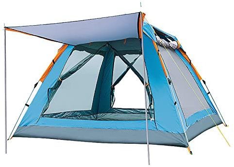 Kabxhueo Camping Zelt mit Vorbau, 3-4 Personen Kuppelzelt, Ultra-leicht biwakzelt, Schneller Aufbau, Wasserdicht, Kleines Packmaß für Trekking, Familien, Wandern, Camping, Outdoor, Festival,Blau