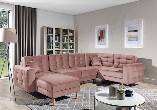 Froschkönig24 Asgard Wohnlandschaft 320 x 202 cm Rosa (Samt)