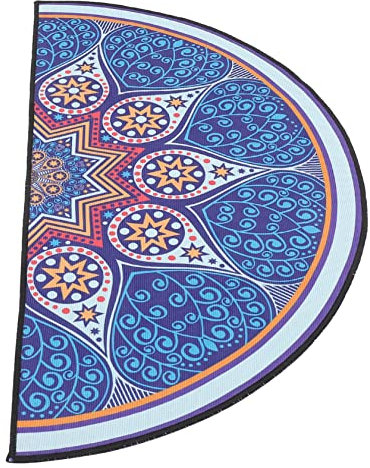 WOONEKY Halbrunder Teppich Im Boho-Stil -Design Wohnzimmer Fußmatte Aus Polyester rutschfest Und Leicht Zu Reinigen