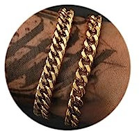 FUNEIA 2 bracciali da uomo in acciaio inox oro e argento, per uomo e ragazzo, bracciale a maglia barbazzale cubano, set da 19 cm, 21 cm, 23 cm