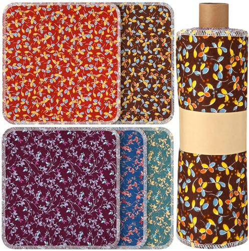 VitalCozy 25 Pcs Reusable Paper Towels Reusable Cotton Towels Paper Towels Toilet Absorbent Washable Paper Towels with Roll Kitchen Dishcloth for Kitchen Paperless Dishcloths (Bambus)