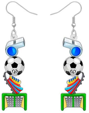 NEWEI Acryl Baseball Fußball Ohrringe Baumeln Basketball Fußball Schmuck Für Damen Mädchen Sport Liebhaber (Fußball Stollen Tor)