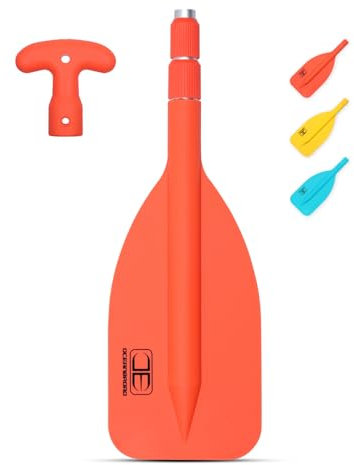 OCEANBROAD Teleskop-Paddel, 53,3-106,7 cm, zusammenklappbar, Aluminiumschaft, für Kajaing, Bootfahren, Kanufahren, Flussschläuche, Orange, 1 Paddel