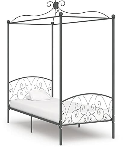 Gecheer Himmelbett-Gestell Grau Metall 90 x 200 cm