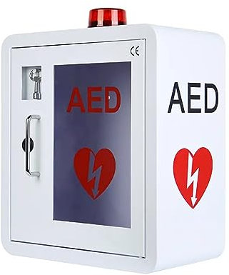 STMKB AED-Aufbewahrungsschrank, 1,2-mm-Stahl-Erste-Hilfe-AED-Defibrillator-Aufbewahrungsschrank Mit Alarmsystem, Doppelschaltersteuerung, Platz Für Verschiedene AED-Modelle