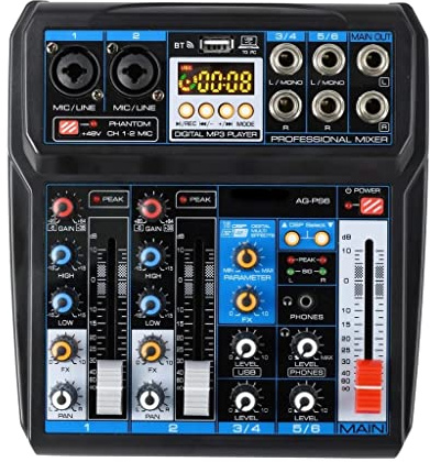 AG-PS6 DC 5 V Bluetooth Computer Aufnahme Soundkarte Aufnahme USB 6 Kanäle 2 Mono 2 Stereo 16 digitale Effekte Audio-Mischer