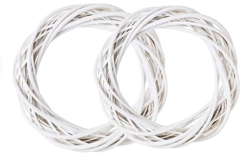 Gyrategirl 40cm Large Grapevine Wreath Rattan Wreath Decorative Plain Grape Vine Wreath DIY Garland for Wreath Making Supplies Wall Hanging Door Wreath for Front Door Spring Summer Wall Decor, 2PCS