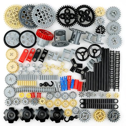 Technik Ersatzteile Set,133 Stück Technic Steine Bausatz, Motor Getriebe Ausrüstung Klemmbausteine Verbinder Teile, Kompatibel mit große Marke