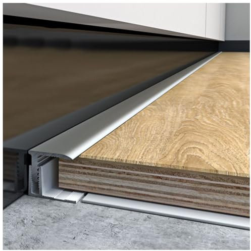 LXLZYXSF Übergangsprofil Holz Zu Fliesen Bodenbelag Seitenkantenverkleidung Graue, L-Typ Bodenübergangsstreifen Für Lücken, Aluminium Bodenfugenfüller Mit Schnappschiene(W-20mm(for 12-18mm Floor))