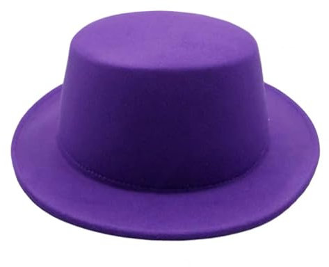 FULUJIDI Fedora Trilby Filzhut Hut Einfarbig Fedora Hut Frauen Männer Flach Top Filz Kappe Elegante Dame 55 To58 cm 20 Lila