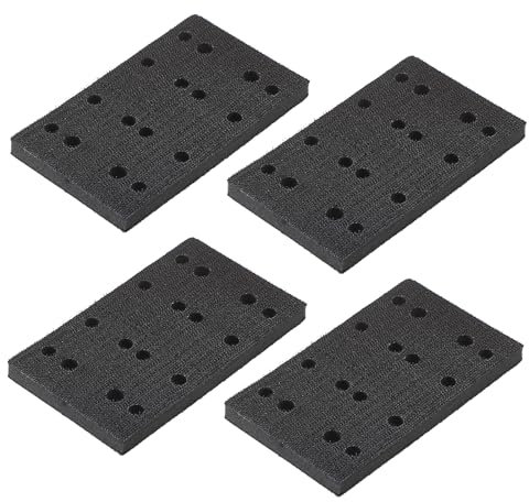SUMNACON 4-Pack Sponge Sander Backing Pads, Black Soft Interface Foam Sanding Pads Compatible with RS400 LS130 Sander - 13.3 * 8 * 1.2cm