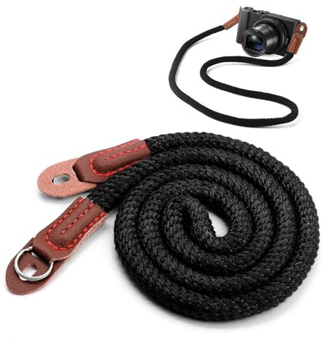 OMCGG 100x1CM Camera Strap, Cotton Neck Strap Camera Sling Strap Quick Release Camera Rope Safe Comfortable Camera Accessories for Cameras Travel Photography (Black)