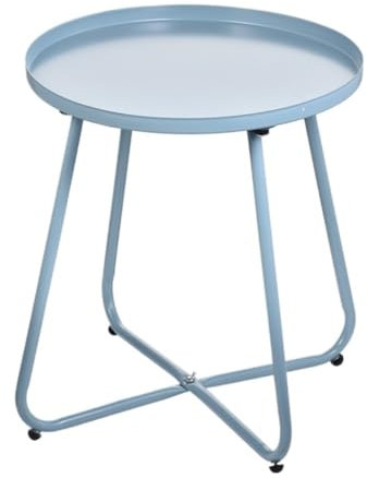 HIARAN Teekannen-Beistelltisch, Kleiner runder Tisch, Eisen, Balkon-Couchtisch, modern, schlicht, Wohnzimmer, Schlafsofa, Beistelltisch, Mini-Teekanne (blau) Lucky Star