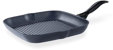 Barazzoni, Grill con rivestimento in Ceramica, Alluminio, 28 * 28cm, Manico Ergonomico, Adatta anche per Induzione, NO PFAS, Made in Italy