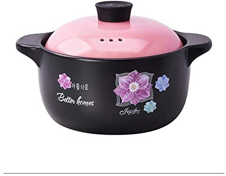 Keramische Kasserolle mit Deckel, Large Ceramic Round Casserole Slow Cooker With Dual Handles And Lid(4L)