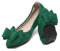 YOUNIFIZ Women Ballet Flats Foldable Fashion Bowtie Comfort Pointed Toe Slip On Ballerina Ladies Casual Comfort Faux Suede Loafers (Christmas Green,Size 5.5)