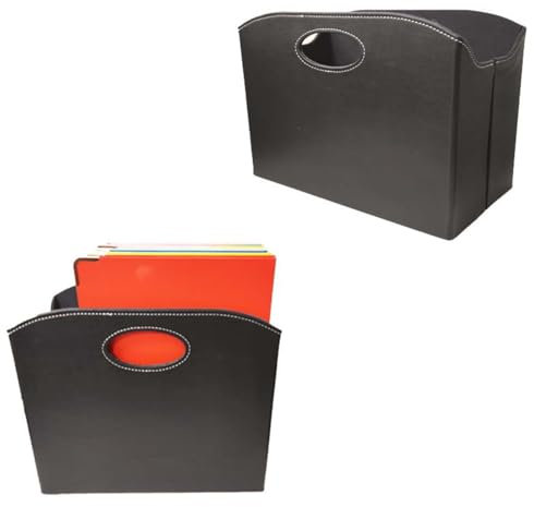 Zeitschriftensammler, Leder Zeitungsständer Zeitungskorb Zeitungshalter mit Griff für Büro Zuhause Wohnzimmer Wohnheimsmaterial Prüfungsunterlagen Schreibwaren