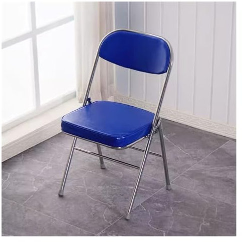Blaue stapelbare Partystühle mit gepolsterten Ledersitzen und Kissen für Komfort (2er-Set)