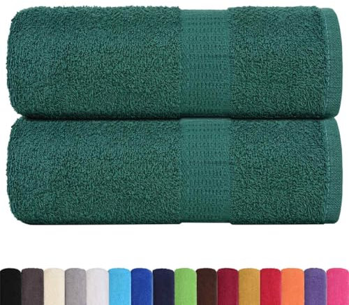 vidaXL Gästetücher 2 STK. Grün 30x50 cm 360 g/m² 100% Baumwolle, Gästehandtuch, Badetuch, Badetuch-Set, Handtuch, Gesichtstuch, Handwaschlappen