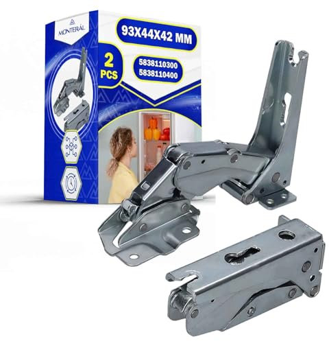 Set 2 Piezas Bisagra Puerta Nevera Superior e Inferior con 2 Tornillos y 2 Tapones con Código Original 5838110300 5838110400 para Beko 221120103/9 para AEG para Electrolux - MONTERAL
