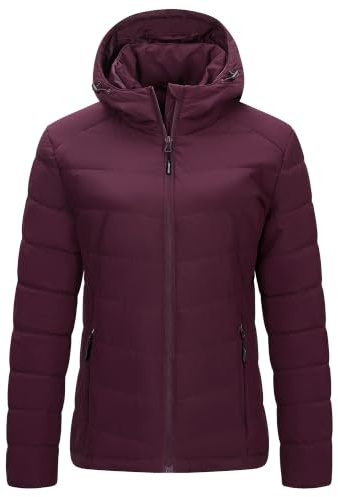 Outdoor Ventures Women's Winter Puffer Jacket Quilted Padded Coat Transitional Insulated Hooded Jackets Windproof Outerwear for Hiking Travel Skiing