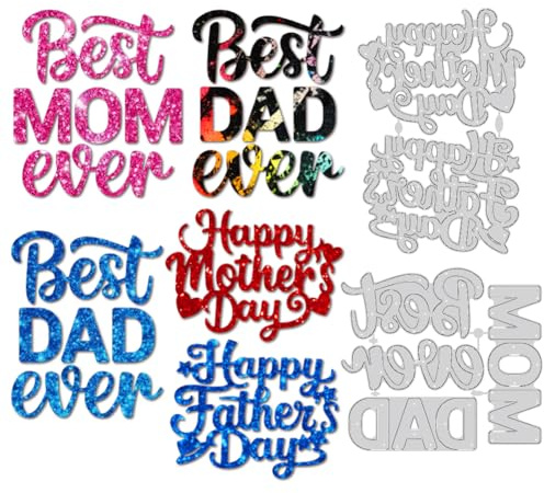 MAYJOYDIY Best MOM&DAD Ever Die Cuts, Parents' Birthday Cutting Dies, Embossing Stencil Template for Card Making Scrapbooking Greeting Cards Paper Crafts & Gift Decor