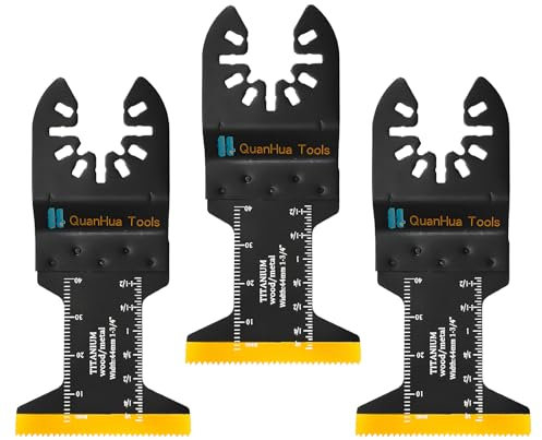 SUZEYEN Titanium Oscillating Multi-Tool Blades, Extra-Long Reach (3-Pack) – Premium, Durable Blades for Cutting Metal, Nails, Screws, Wood & Plastic