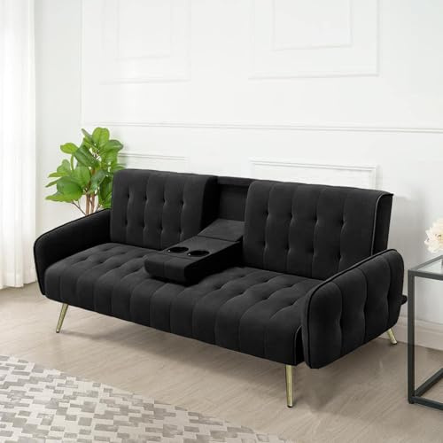 HTI living Sofa mit Knopfsteppung Schlafsofa Zweisitzer klappbare Mittelarmlehne