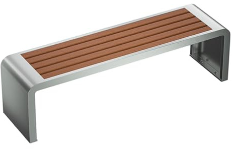 YITAYMLI Outdoor Gartenbank 2-3-Sitzer, Edelstahlgestell, Sitzfläche aus Holz-Kunststoff, Park-Esstischbank ohne Rückenlehne mit Latten,Tragfähigkeit 500 kg(A,100 * 40 * 45cm/39.4 * 15.7 * 17.7in)