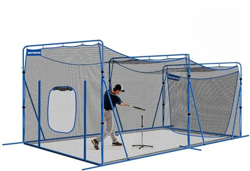 Batting Cage Net with Metal Frame, 20x10x8ft Baseball Softball Practice Net