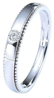 Ayoiow Damenring Weissgold 585 Brillant Verlobungsring mit 0,08 ct Diamant, Verlobungsringe Verlobungsringe für Freundin Größe 56 (17.8)| 14K Weißgold | Trendiger Modeschmuck für Vatertag