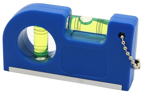 Mini Spirit Level Keyring, Mini Tools Magnetic Pocket Horizontal Vertical Vial Compact Handheld Rare Magnetic Base Accurate Measurement in Carpentry DIY Projects Construction Plastic Casing (Blue)