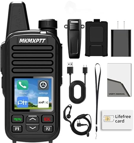 Radio Walkie-Talkie 4G LTE PoC con SIM, Portata Illimitata, Chiamate PTT Nazionali, Gratuito a Vita per Logistica e Casa