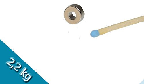 5 x Ringmagnet Ø 6,0 x 2,0 x 2,0 mm N45 Gold - hält 650 g