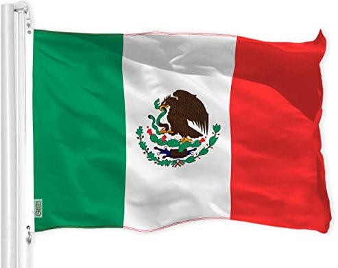 G128 méxico bandera (méxico) | 3x5 pies | impreso 150d - / exterior, colores vibrantes, arandelas de latón cubierta, quality poliéster, mucho más gruesa más duraderas que las de poliéster 100d 75d