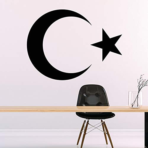 AY YILDIZ - Halbmond Türkiye Wandtattoo Wandaufkleber Sticker Aufkleber (28 (B) x 20 (H) cm, Schwarz)