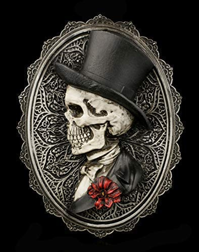 Figuren Shop GmbH Gothic Wandrelief - Männer Skelett - Handsome | Fantasy Dekoartikel zum Hängen oder Stellen, handbemalt