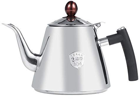 Samfox Théière pour Cuisinière, Samfox Capacité de 1,2 L en Acier Inoxydable Théière pour Théière Thé Cafetière Bouilloire Poignée en Silicone Résistant à la Chaleur(Brillant)