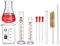JESSTOLO Laboratory Glassware Set - 50ml Flask, Beaker, 10/5ml Cylinder, 3 Glass Droppers, 2 Brushes, 2 Stirring Rods