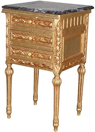 Barock Kommode Gold Marmorplatte Nachtkommode Nachtschrank Nachtkonsole cat826 Palazzo Exklusiv