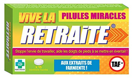STC - Boite de Médicament Bonbon Humoristique ? Pilules Miracles Retraite