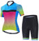 Radtrikot Shorts Set Anzug Frauen Fahrrad Top Bike MTB Shirt Kurzarm Mountain Road Kleidung Sommer Racing Riding Top Gelb L.