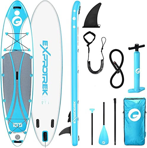Exprotrek Stand Up Paddling Board, aufblasbares SUP Board, Stand Up Paddle Board Set, 6 Zoll dick für alle Schwierigkeitsgrade mit Paddel und komplettem Zubehör (200KG MAX)