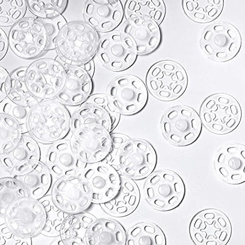 Geosar 40 Paare Kunststoff Druckknopf Verschlussknöpfe Transparente Knöpfe Unsichtbare Annähen Druckknöpfe Kunststoff Klare Knöpfe für DIY Handwek Nähen von Kleidung (15 mm/ 0,59 Zoll)
