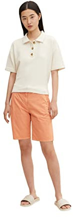 TOM TAILOR Damen Chino Bermuda Shorts mit Gürtel 1031285, 29519 - Cantaloupe Orange, 34