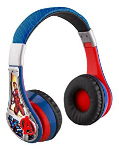 eKids Marvel Avengers Kids Bluetooth Headphones, Wireless Headphones with Microphone Includes Aux Cord, Volume Reduced Kids Foldable Earphones for School, Home, or Travel