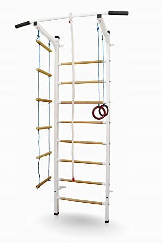 Sprossenwand Indoor Sport Child | Kletterwand | Klettergerüst (Weiß)