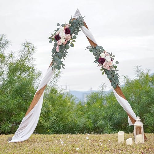 TIAVNTD Künstliche Hochzeitsbögen, 1 Stück, Kreis oder Sechseck, 0,23 kg, Weiß