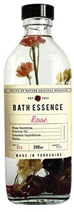 Fikkerts Fruits of Nature Rose Soothing and Relaxing Bath Oil Essence (200ml/6.76floz) with Lively, Sweet Floral Tones, Vegan Plant Based